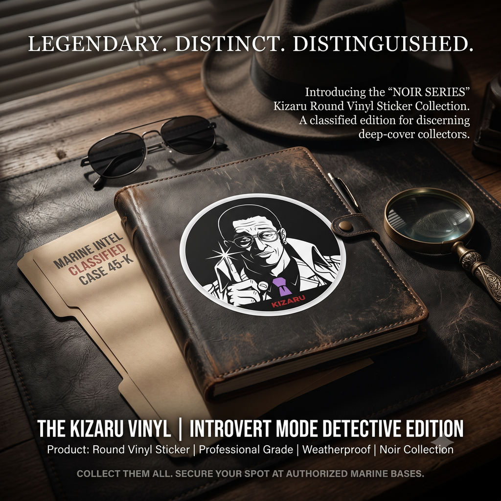 Detective Noir Illustration Round Vinyl  One Piece Characters Sticker | Kizaru Logo