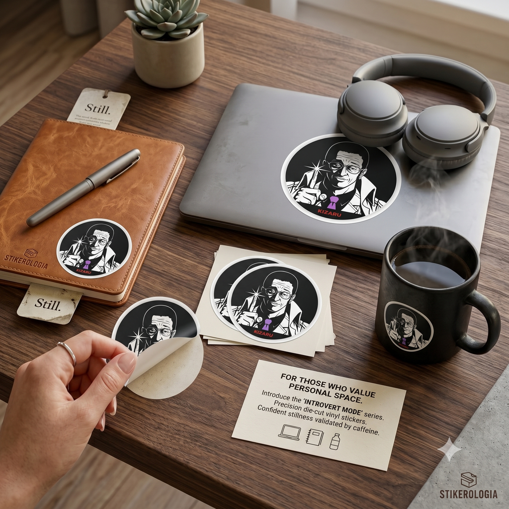 Detective Noir Illustration Round Vinyl  One Piece Characters Sticker | Kizaru Logo