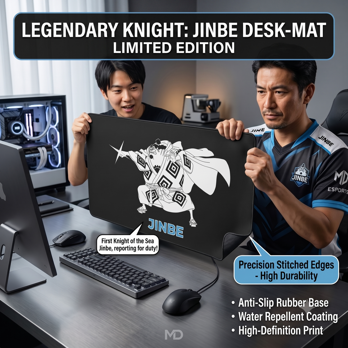 JINBE Anime Character Desk Mat | Large Gaming Mousepad