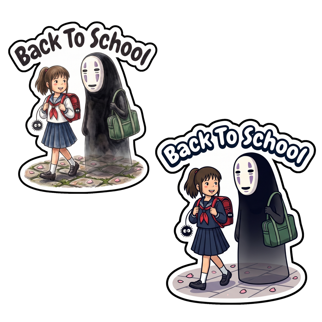 Back To School No-Face Spirit Away Sticker 2 Version Style Art | Kiss-Cut Sticker