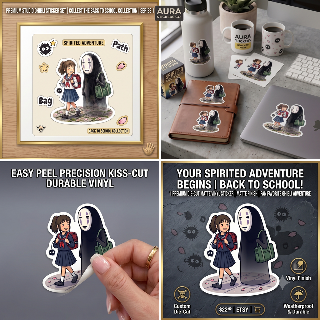 Back To School No-Face Spirit Away Sticker 2 Version Style Art | Kiss-Cut Sticker