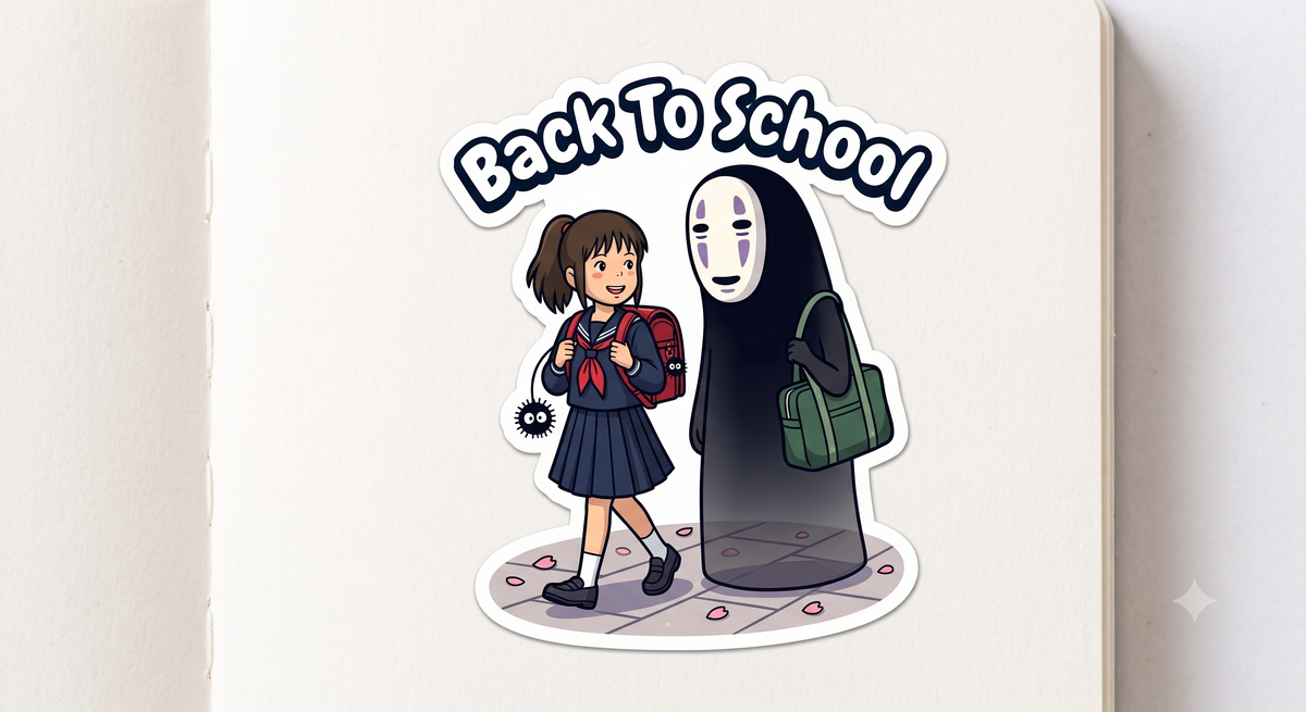 Back To School No-Face Spirit Away Sticker 2 Version Style Art | Kiss-Cut Sticker