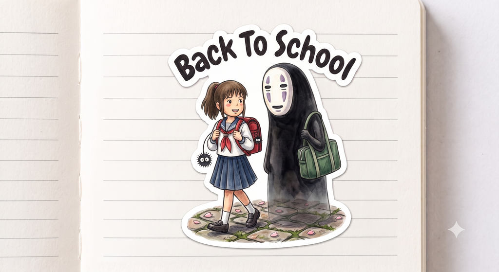Back To School No-Face Spirit Away Sticker 2 Version Style Art | Kiss-Cut Sticker