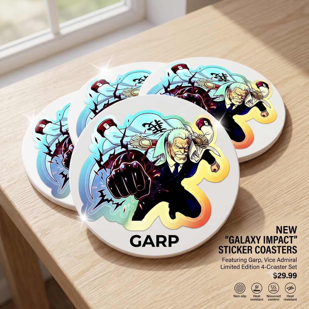 Anime One Piece Fighter Monkey D Garp Character holographic die-cut sticker | holographic sticker