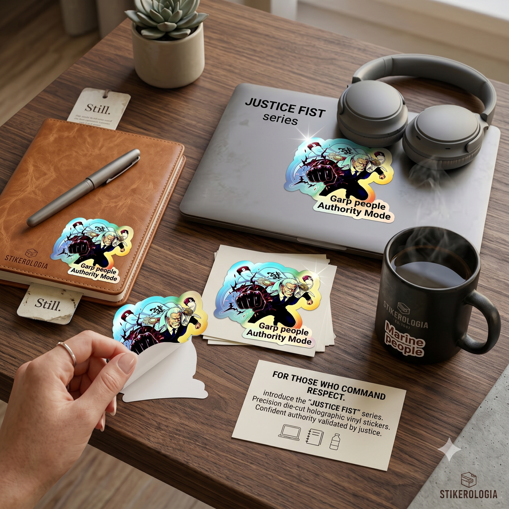 Anime One Piece Fighter Monkey D Garp Character holographic die-cut sticker | holographic sticker