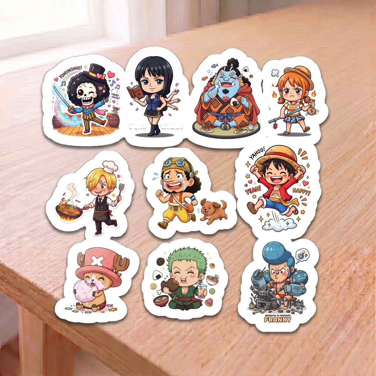 Cute Chibi One Piece Pirates Crew Sticker Sheet  Glossy Kiss-Cut Stickers for Laptops , Journals, Water Bottles & More.