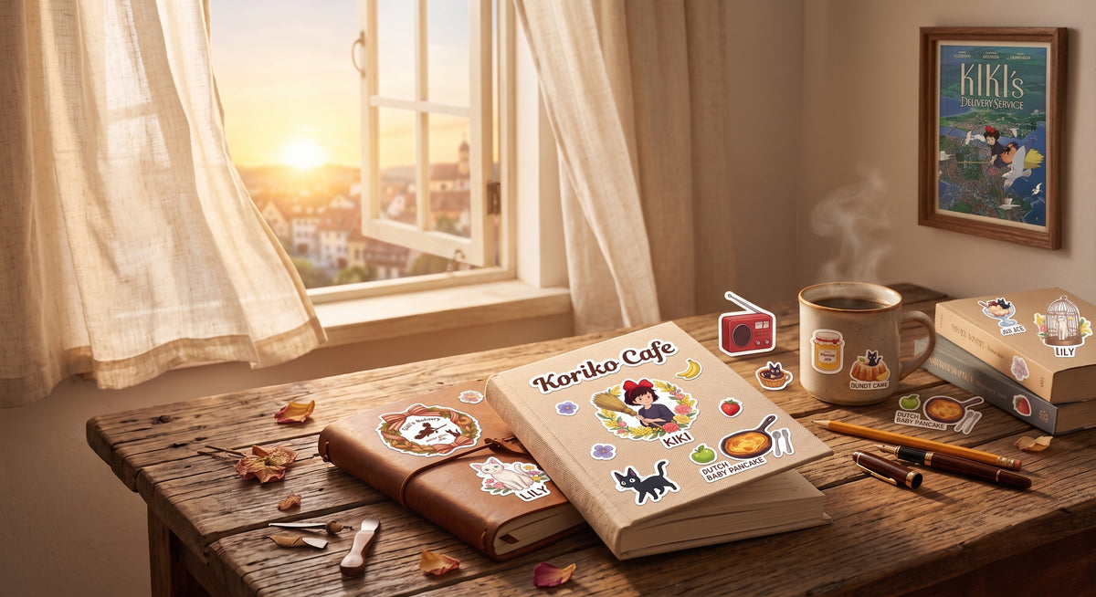 Koriko Cafe Kiki’s Delivery Kiss-Cut Sticker Sheet — Cute Anime Cafe Character & Food Decals