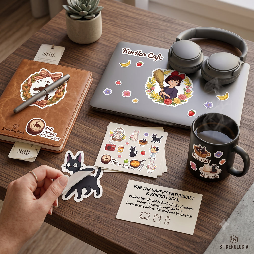 Koriko Cafe Kiki’s Delivery Kiss-Cut Sticker Sheet — Cute Anime Cafe Character & Food Decals