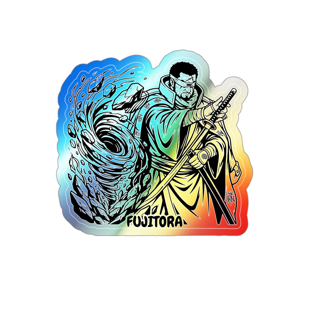 Samurai Fujitora One piece Character Sorcery Illustration Sticker | Holographic Die-cut Sticker