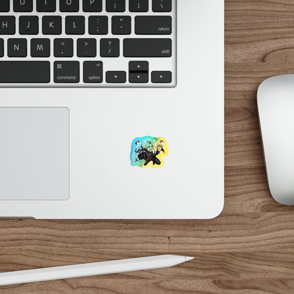 Anime One Piece Fighter Monkey D Garp Character holographic die-cut sticker | holographic sticker