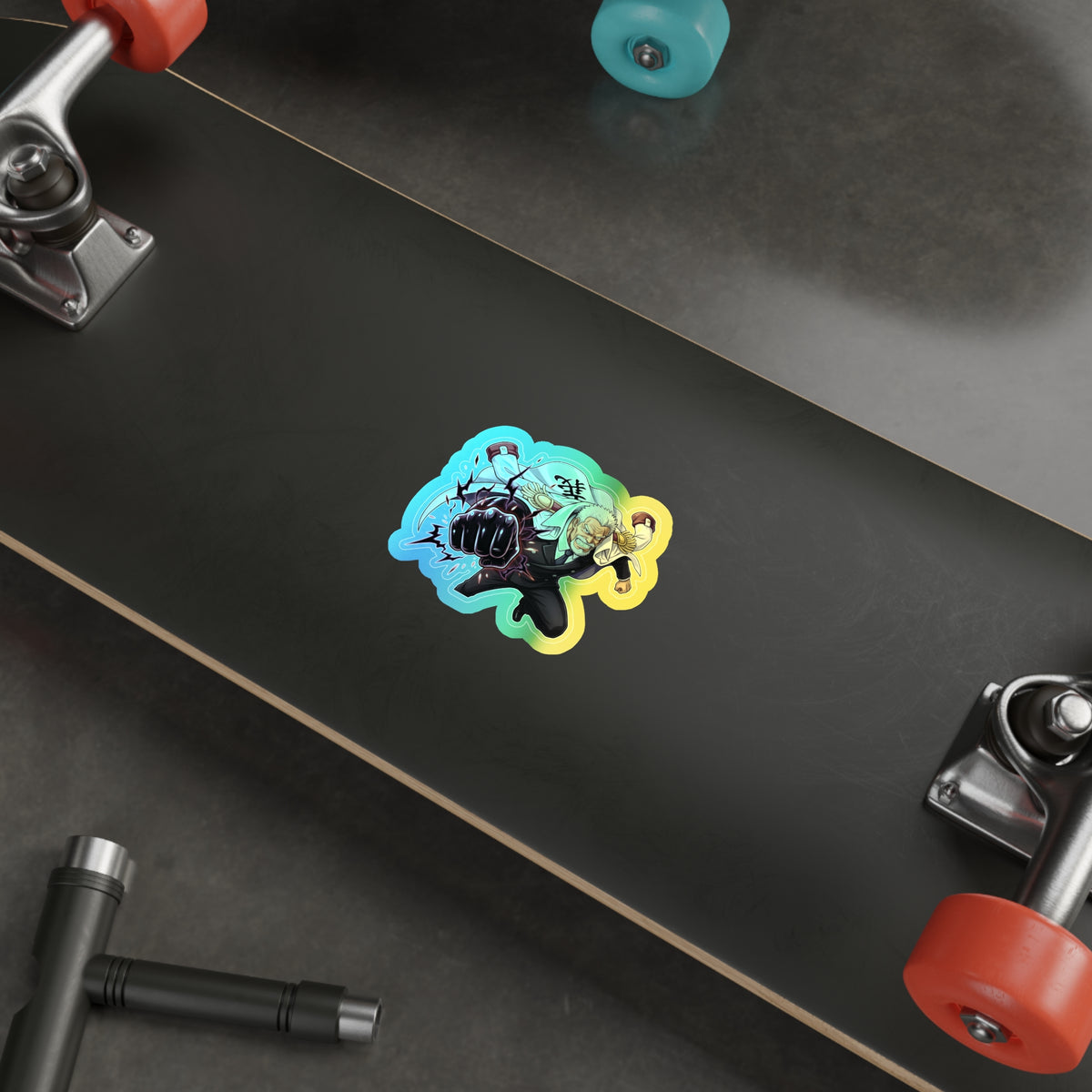 Anime One Piece Fighter Monkey D Garp Character holographic die-cut sticker | holographic sticker