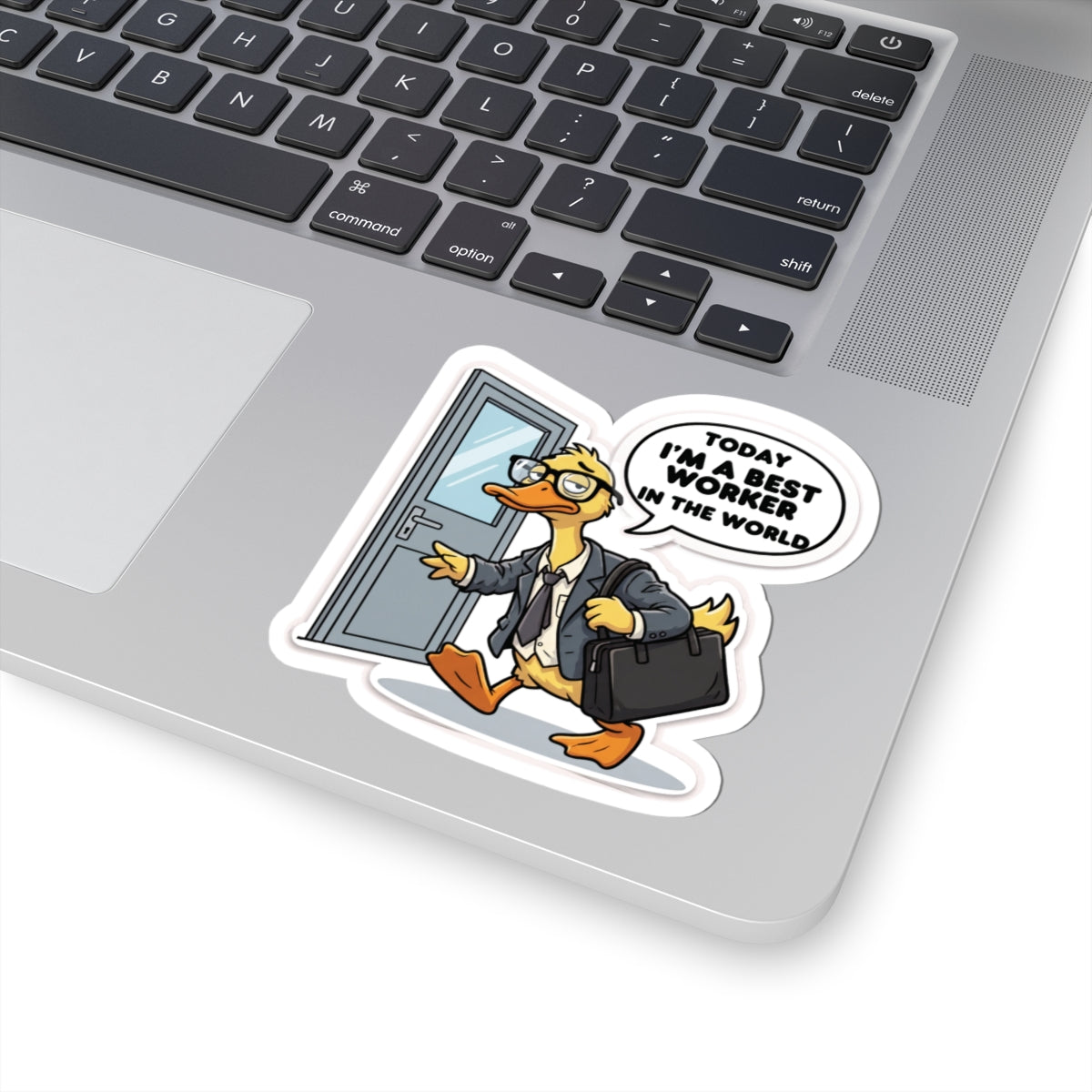 Duck in Suit Sticker | "Today I'm a Best Worker in the World" Kiss-Cut Sticker