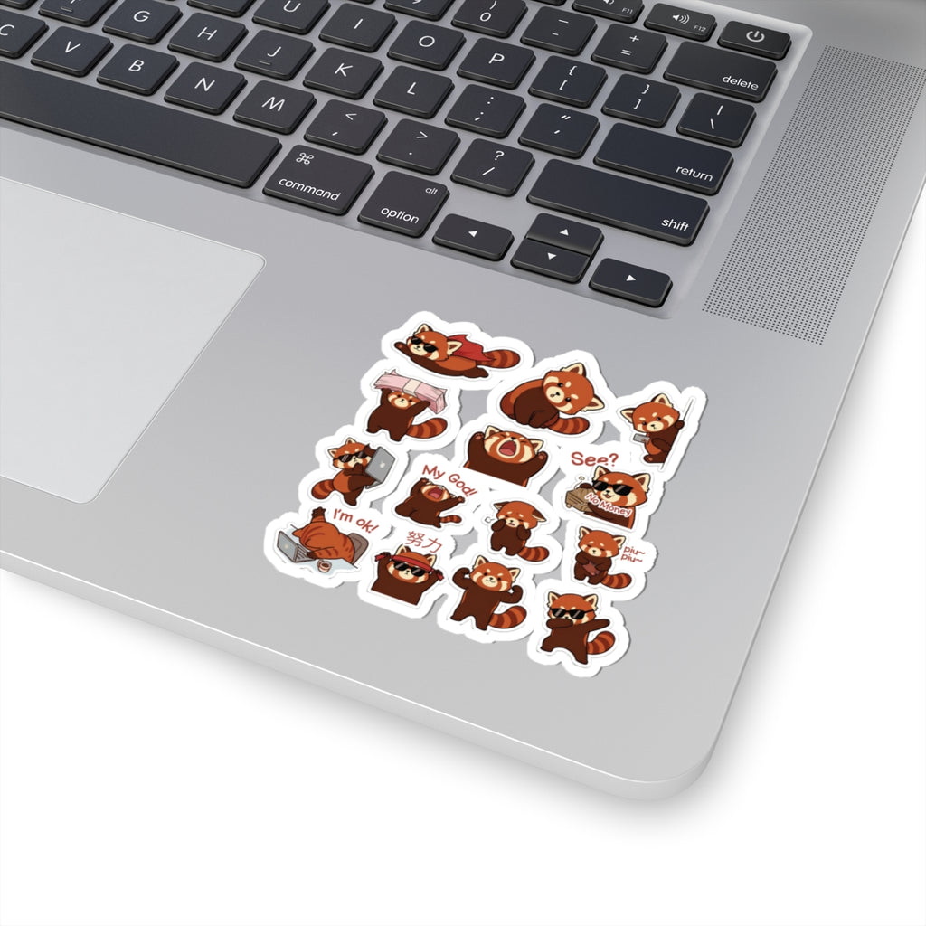Red Panda Stickers Kiss-Cut Sticker Sheet | Cute Cartoon Red Panda Emotes