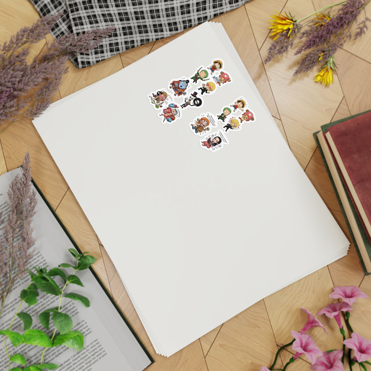 Chibi Anime Character  One Piece  Funny Sticker Sheet sticker sheet  white and transparent vinyl