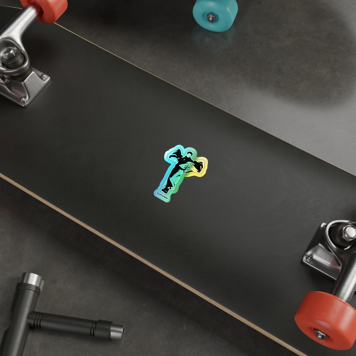 Unleash the King of Curses  Sukuna Holographic Die-Cut Sticker for Anime Laptops, Skateboards, and Journals.