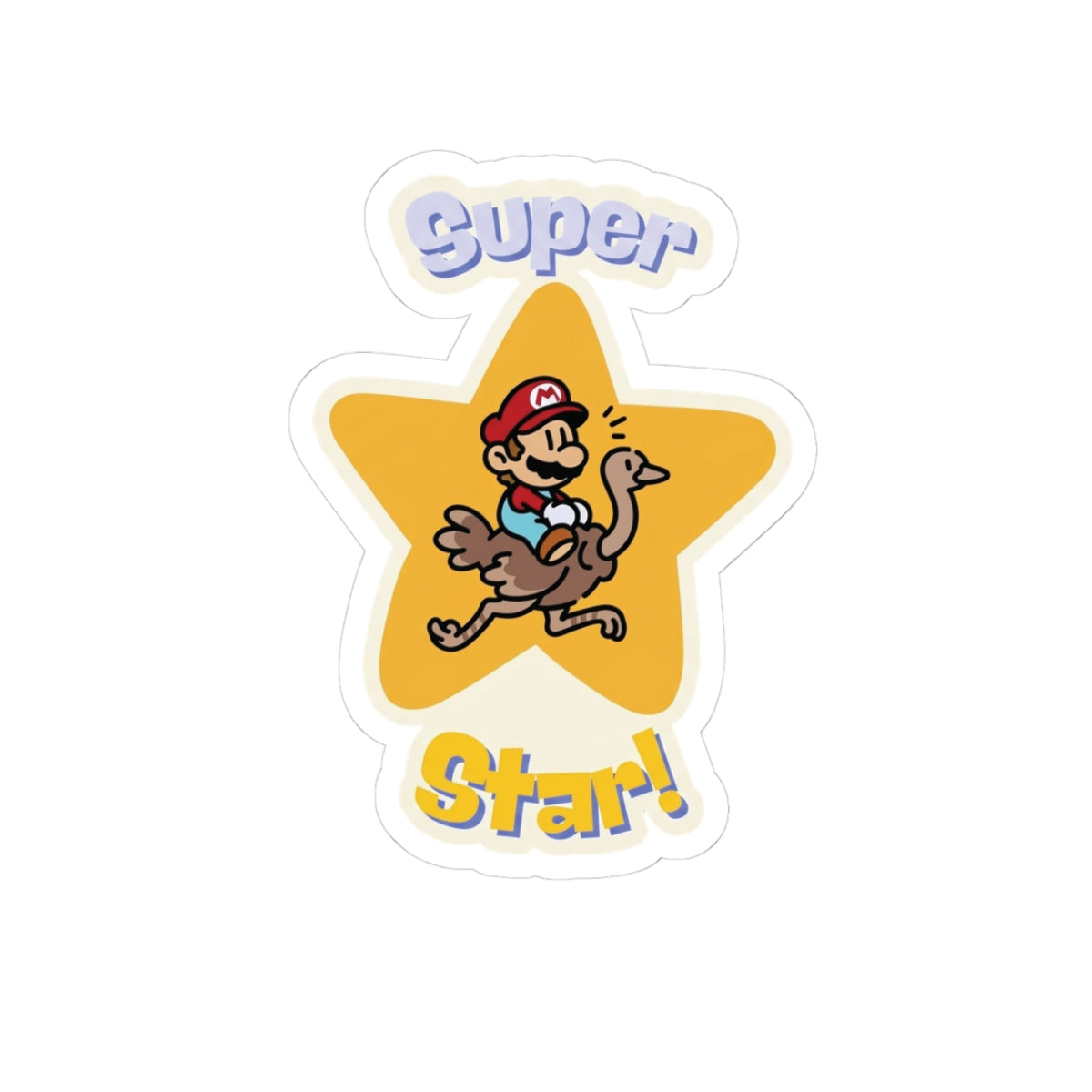 Super Star! Retro Gaming Sticker | Glossy Ostrich Rider Decal