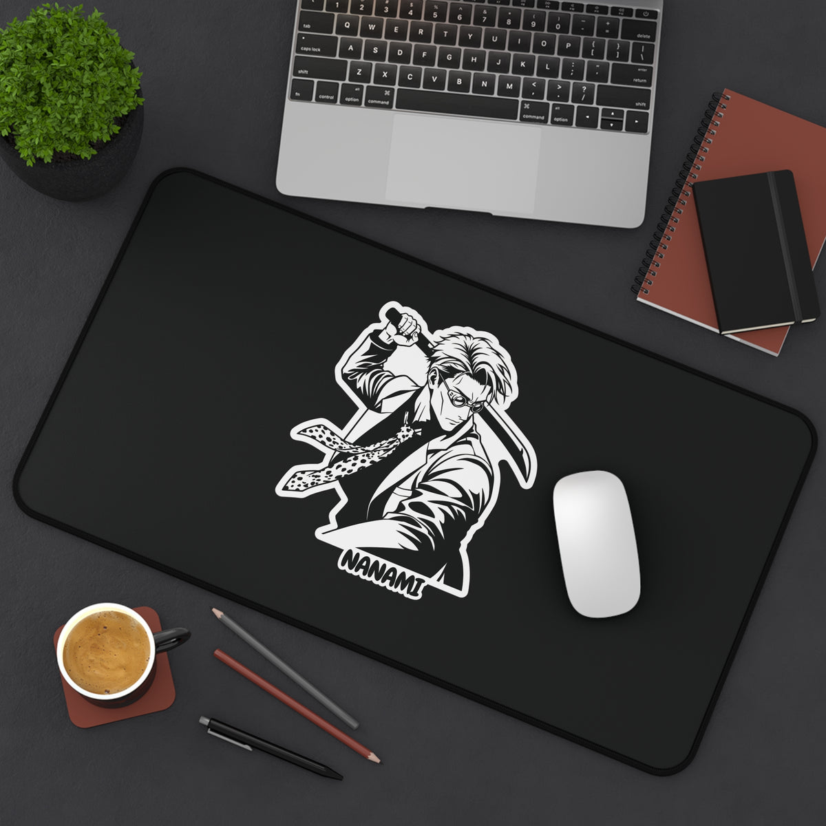 Nanami jujutsu Kaisen  Characters  Illustration Desk Mat | Black Gaming Mouse Pad