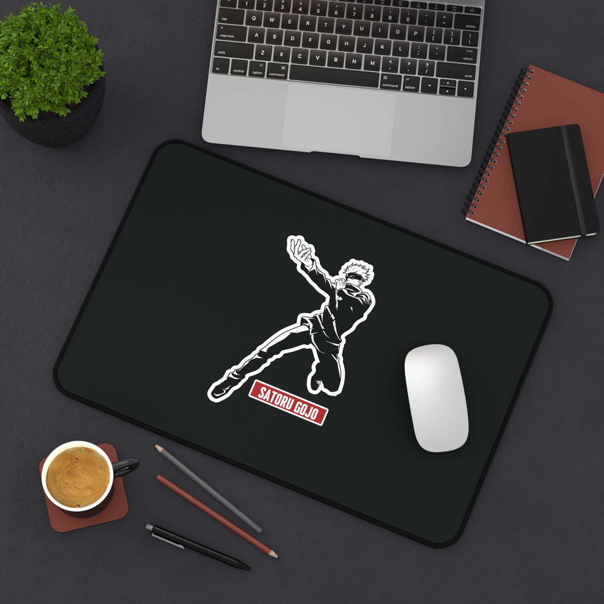 Gojo Satoru  Jujutsu Kaisen  Action Character Desk Mat | Black Gamer Mouse Pad