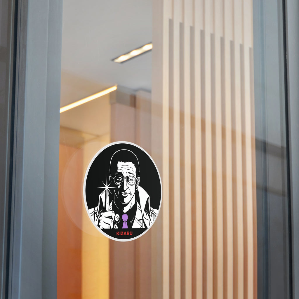 Detective Noir Illustration Round Vinyl  One Piece Characters Sticker | Kizaru Logo