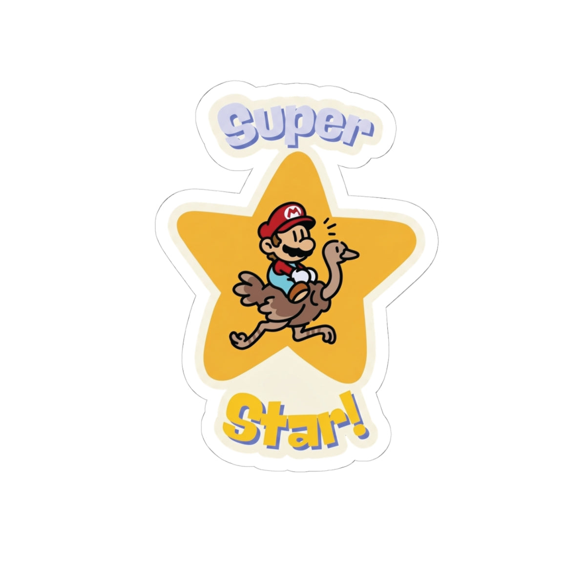 Super Star! Retro Gaming Sticker | Glossy Ostrich Rider Decal
