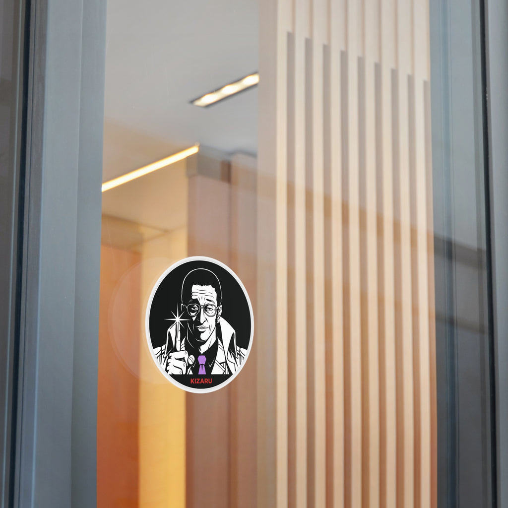 Detective Noir Illustration Round Vinyl  One Piece Characters Sticker | Kizaru Logo