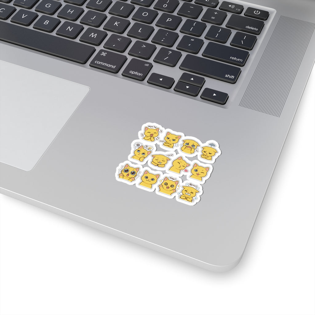 Cute Yellow Cat Emoji Stickers Kiss-Cut Sticker Sheet | Laptop Decals