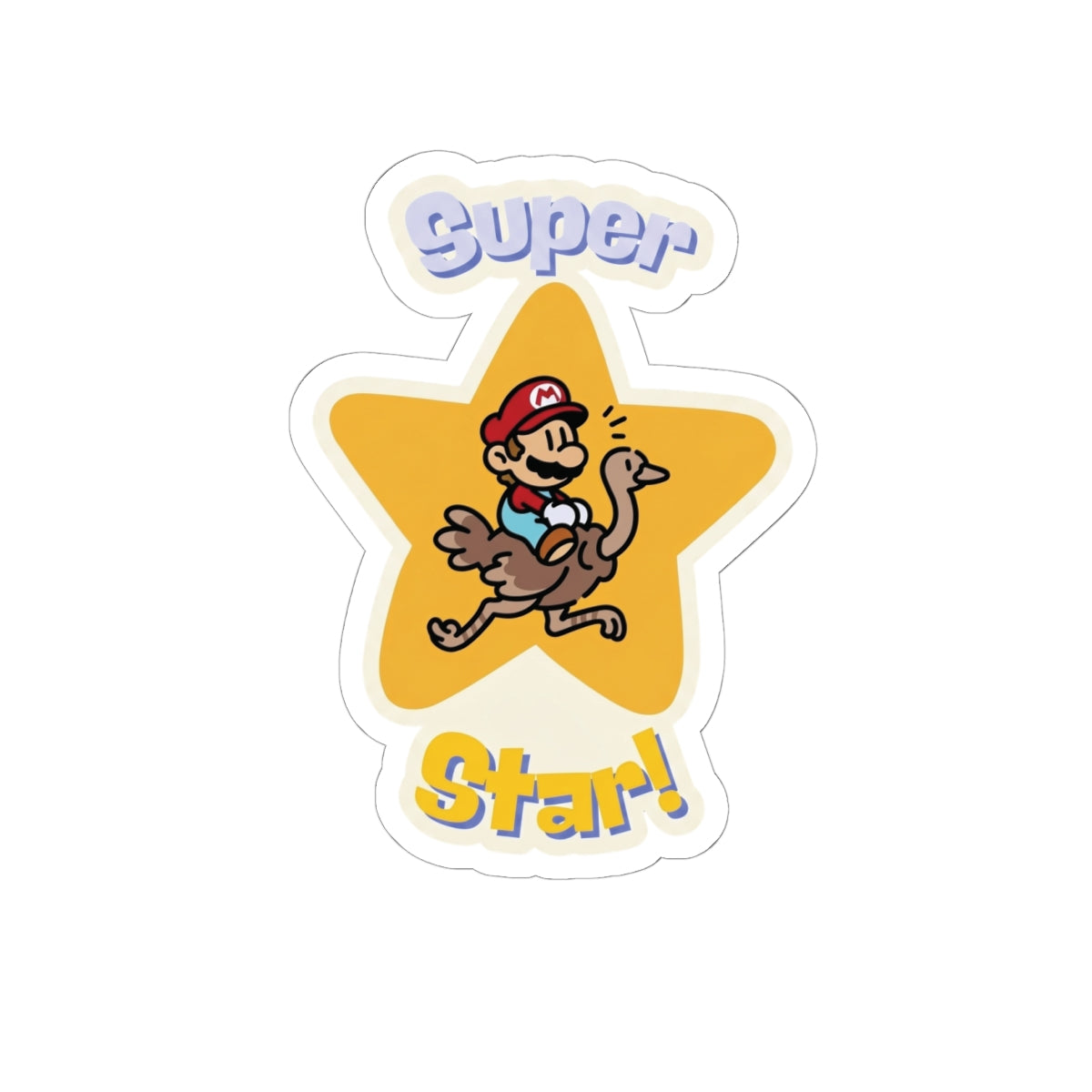 Super Star! Retro Gaming Sticker | Glossy Ostrich Rider Decal