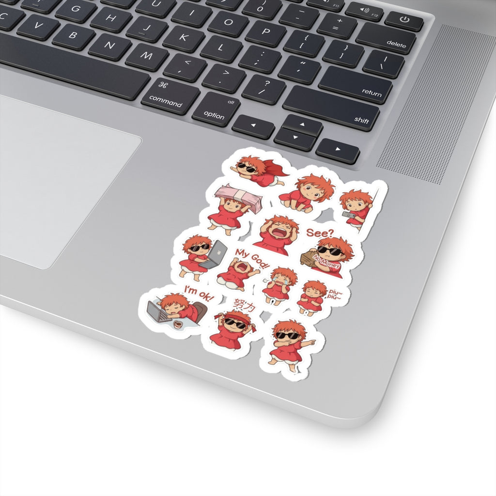 Ponyo Emoji Sticker Sheet Kiss-Cut Stickers | Cute Studio Ghibli Character Decals