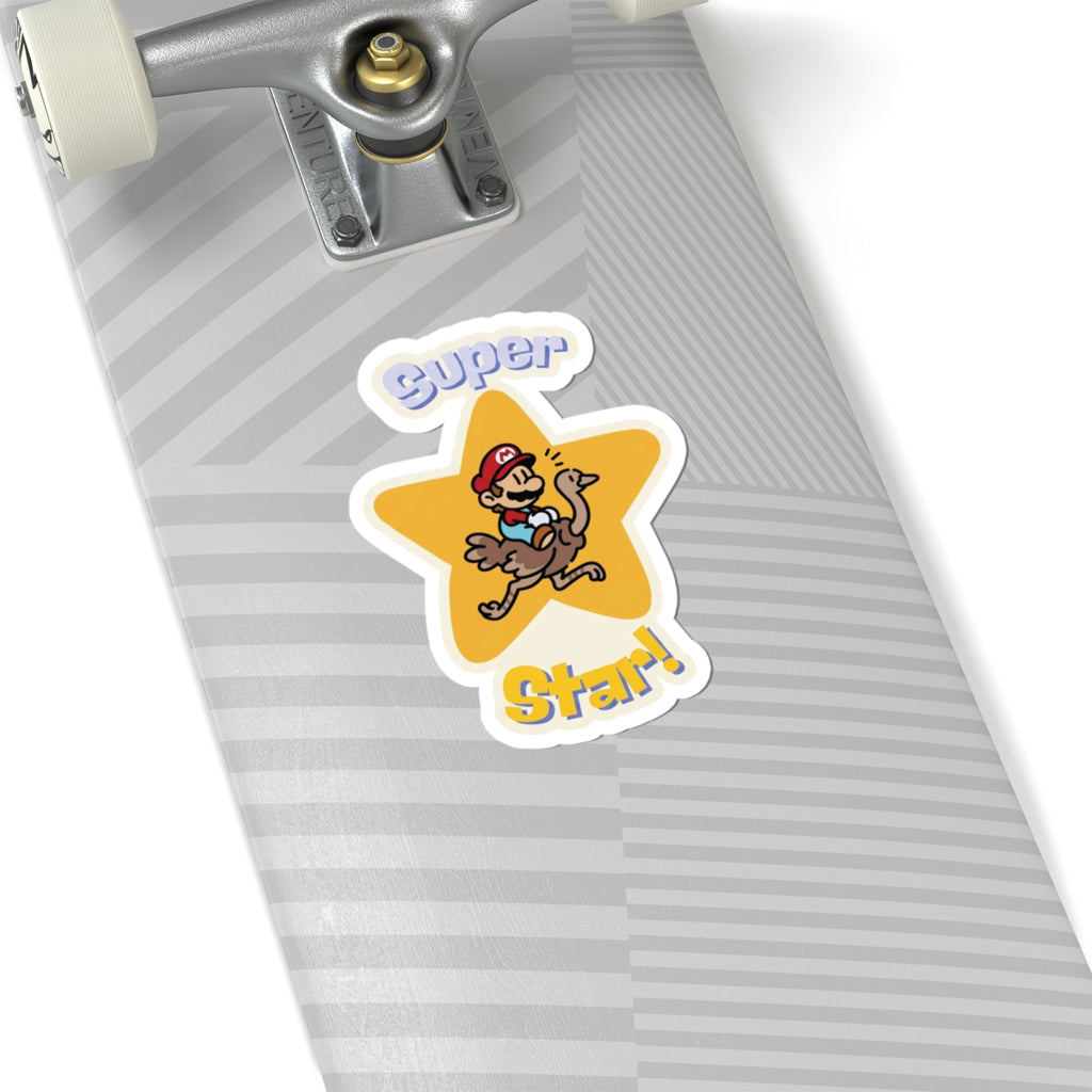 Super Star! Retro Gaming Sticker | Glossy Ostrich Rider Decal