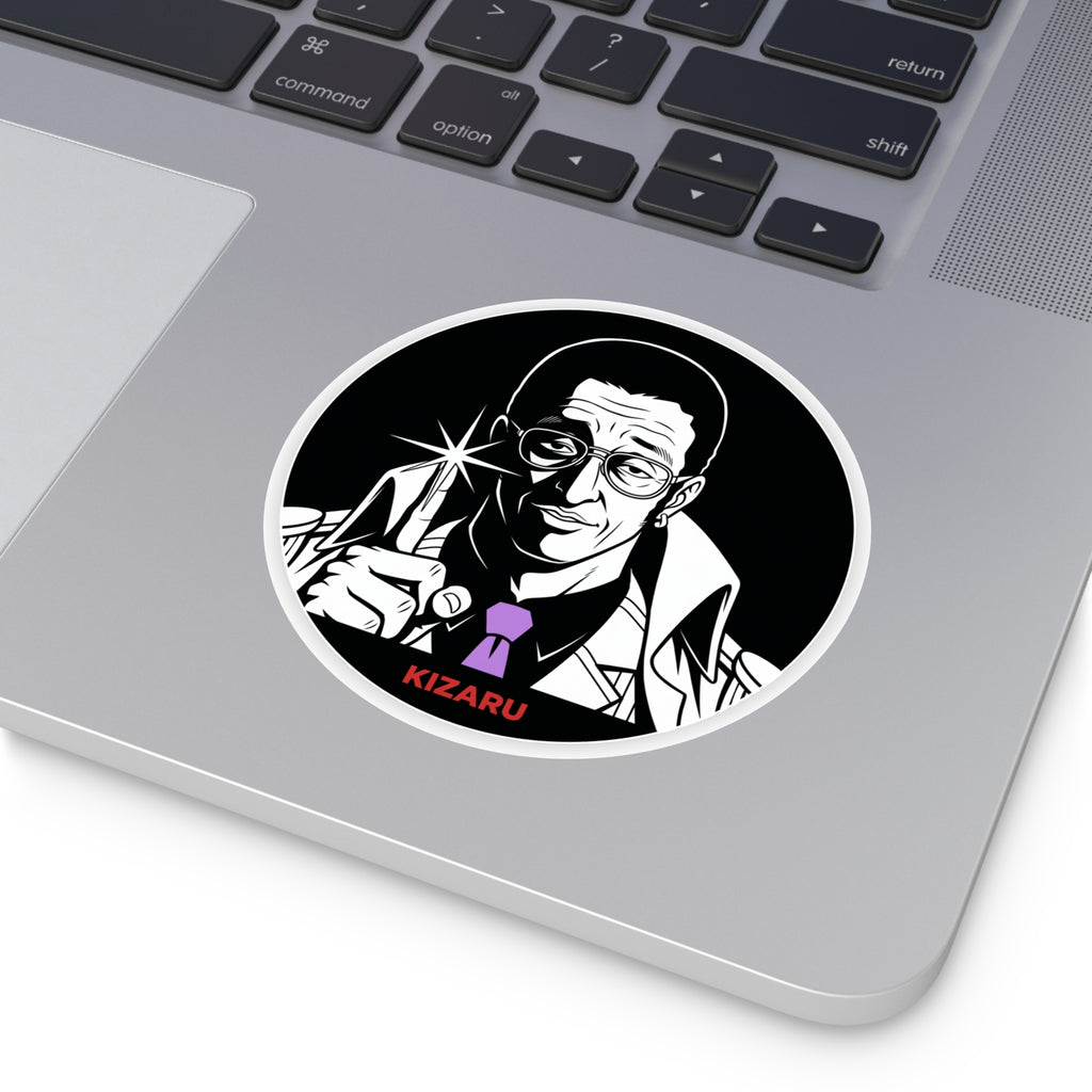 Detective Noir Illustration Round Vinyl  One Piece Characters Sticker | Kizaru Logo