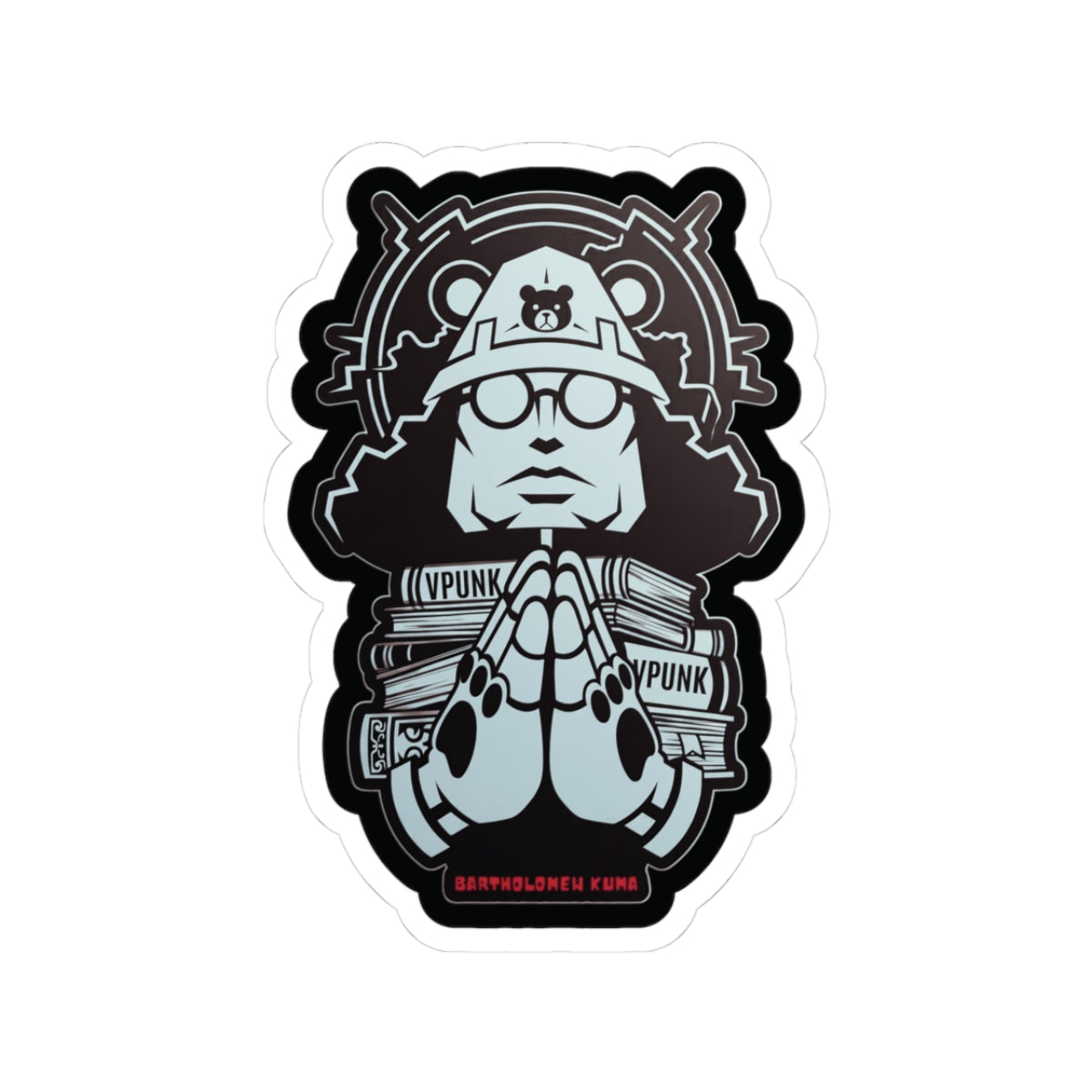 Cyberpunk Praying Soldier Kiss-Cut Sticker | Edgy Anime Decal | Sci-Fi Samurai Armor Aesthetic | Glossy Laptop & Water Bottle Sticker