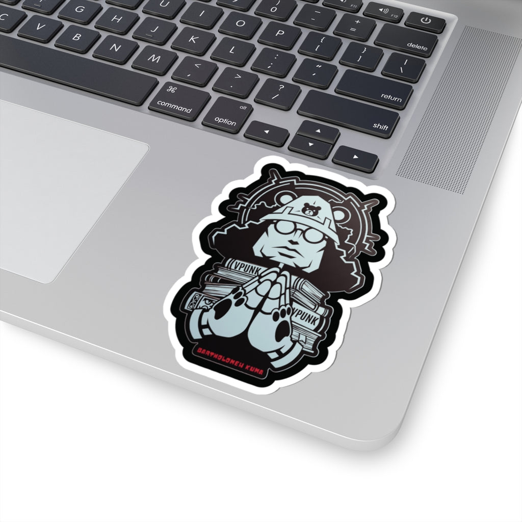 Cyberpunk Praying Soldier Kiss-Cut Sticker | Edgy Anime Decal | Sci-Fi Samurai Armor Aesthetic | Glossy Laptop & Water Bottle Sticker
