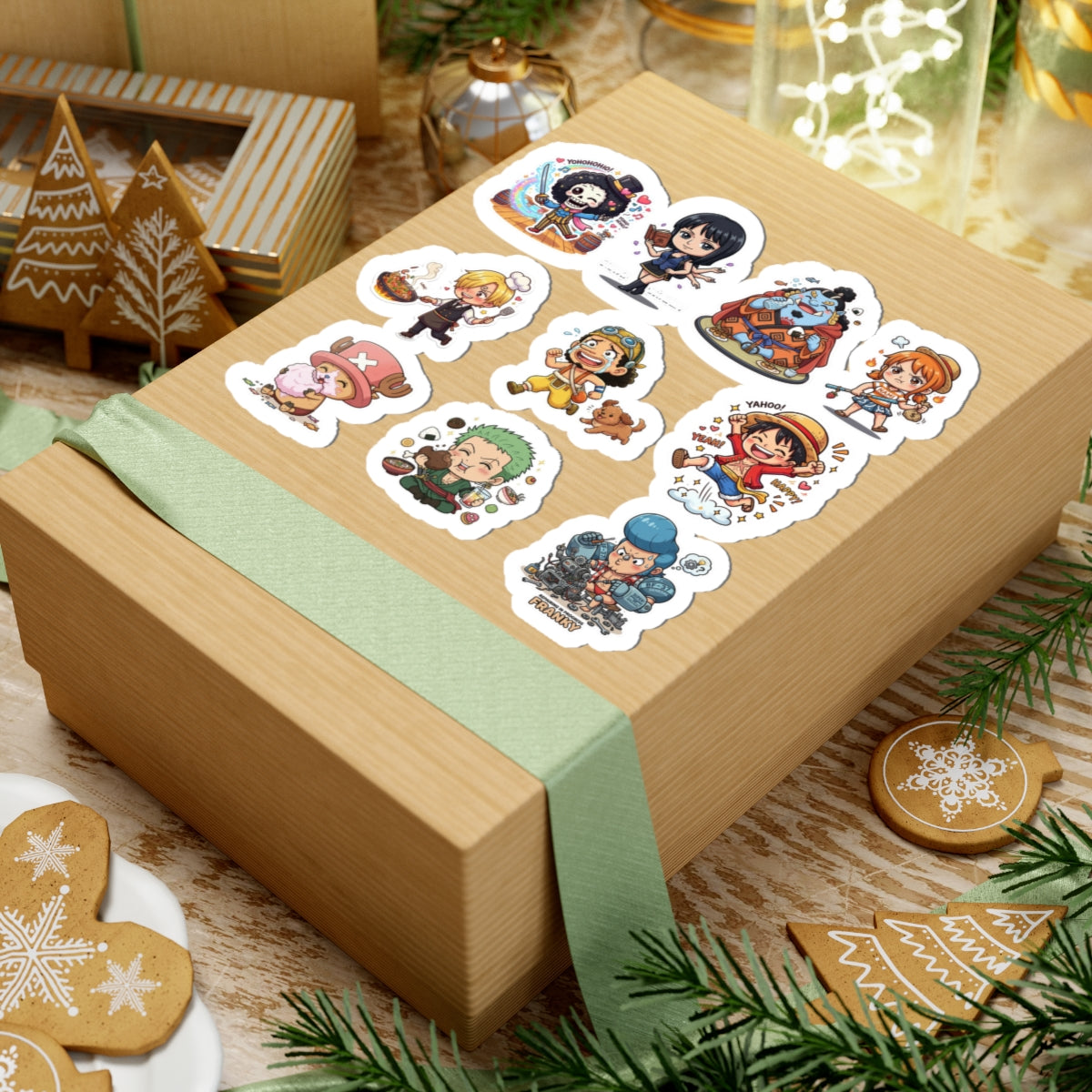 Cute Chibi One Piece Pirates Crew Sticker Sheet  Glossy Kiss-Cut Stickers for Laptops , Journals, Water Bottles & More.