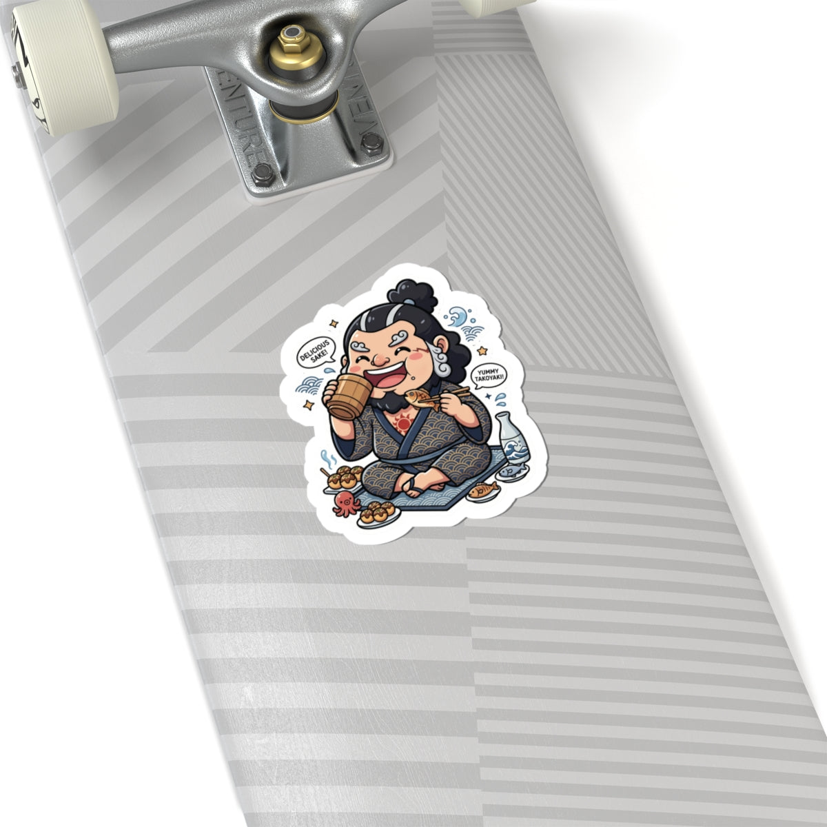 Samurai Sake Sticker — Funny Japanese Food Lover Kiss-Cut Decal