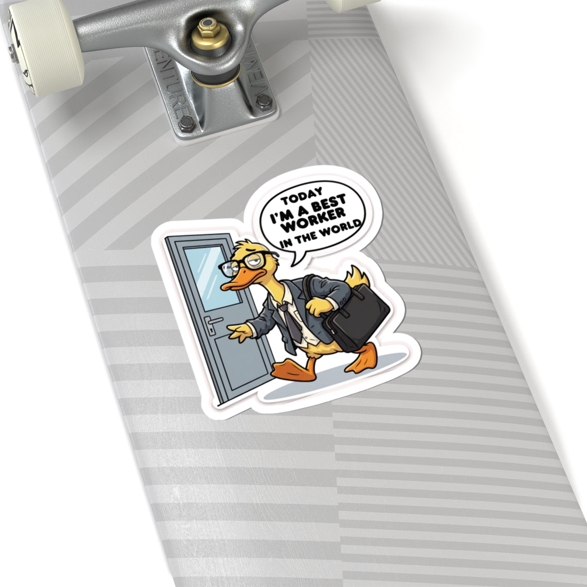 Duck in Suit Sticker | "Today I'm a Best Worker in the World" Kiss-Cut Sticker