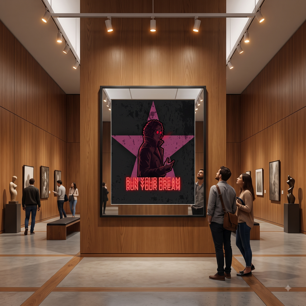 Run Your Dream Cyberpunk Digital Print | Cyber Noir Wall Art Poster | Dark Anime Studio Decor | Motivational Neon Rebel Printable Art