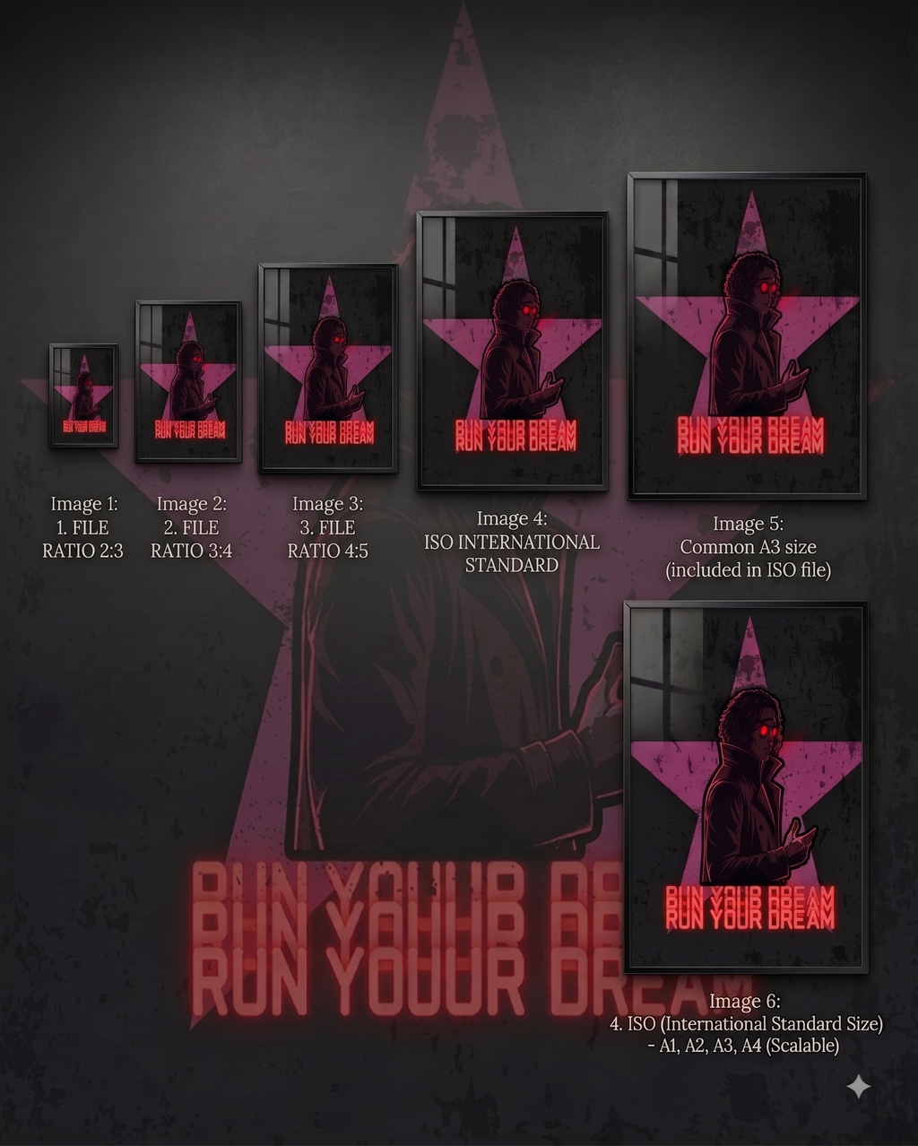 Run Your Dream Cyberpunk Digital Print | Cyber Noir Wall Art Poster | Dark Anime Studio Decor | Motivational Neon Rebel Printable Art