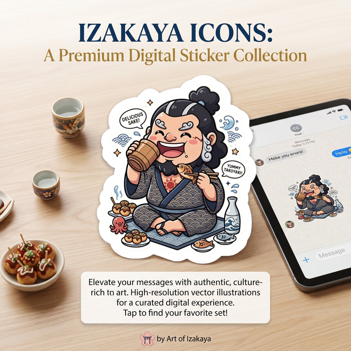 Samurai Jinbe One Piece Digital Sticker | Funny Japanese Food Lover Download | Printable Anime Izakaya Decal & PNG File