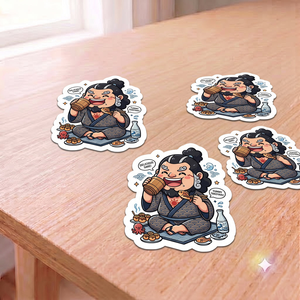 Samurai Jinbe One Piece Digital Sticker | Funny Japanese Food Lover Download | Printable Anime Izakaya Decal & PNG File